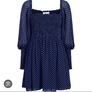 Hill House Blue and White Smocked Mini Dress